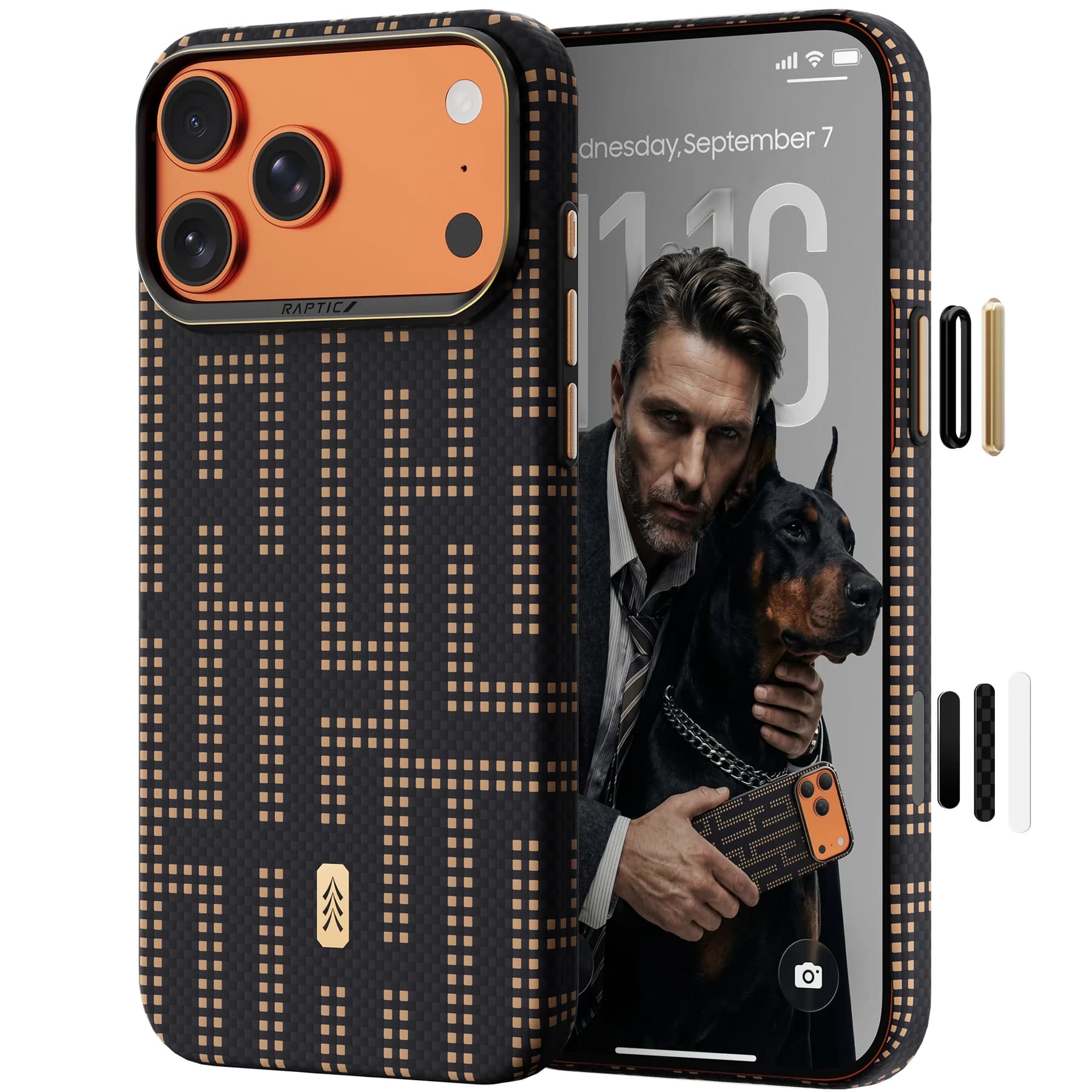 RAPTIC Aramid Skin Magsafe Phone Case for iPhone 17 Pro /17 Pro Max-Grid Valor thumbnail 1