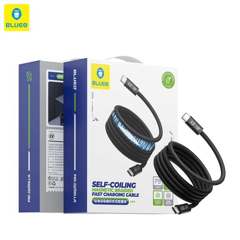 BLUEO Self-Coiling Magnetic Braided Fast Charging Cable thumbnail 1