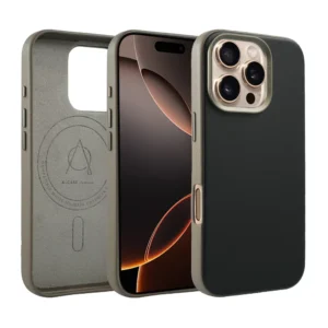 Örtük Kilyos Vegan Leather Case Apple iPhone üçün 16 Pro Max Black