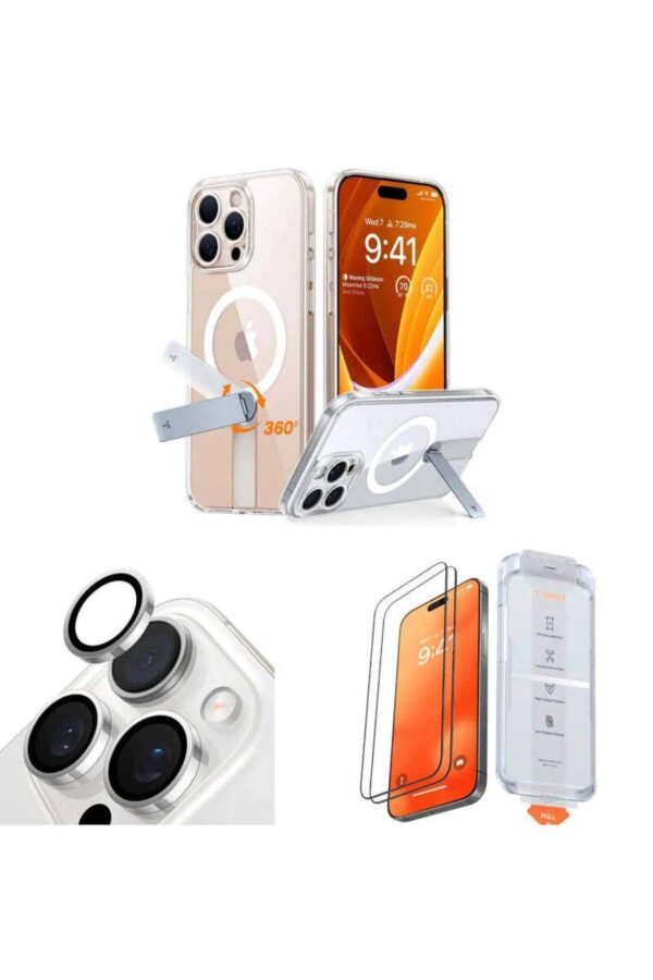 Torras Full Protection 3-ü 1-də Maqnitli Stend Dəsti (iPhone 16 Pro üçün)