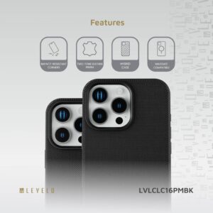 Örtük Levelo Cuir Two Tone Leather Case Apple iPhone üçün 16 Pro Max Black