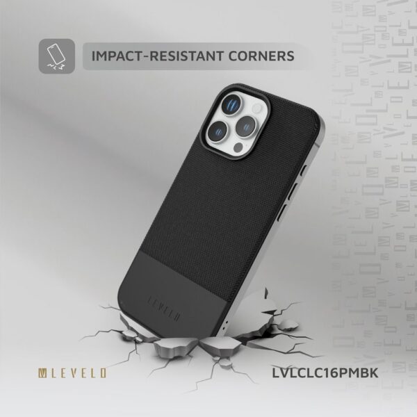 Levelo Cuir Two Tone Leather Case (iPhone 16 Pro Max üçün, Qara)