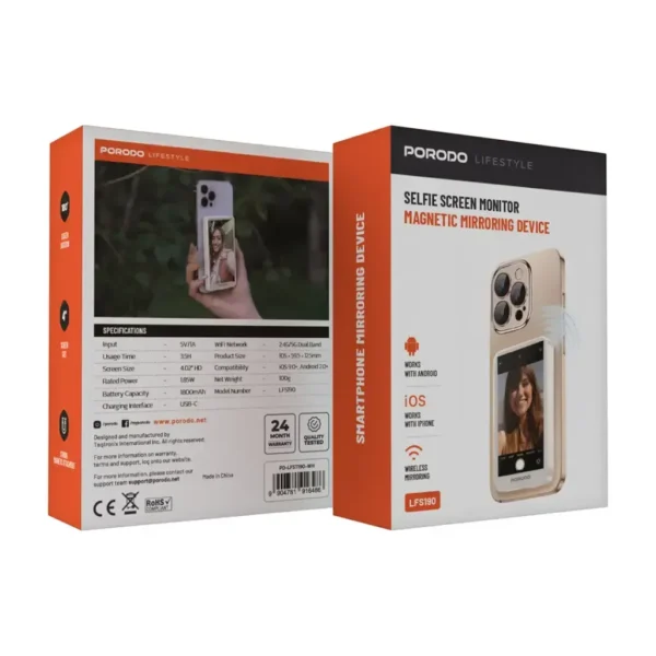 Monitor üçün селфи Porodo Lifestyle Magnetic Mirroring Device Ağ