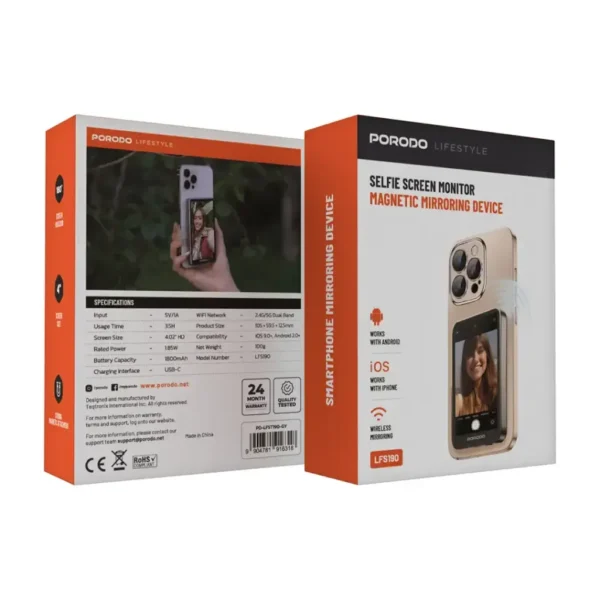 Monitor üçün селфи Porodo Lifestyle Magnetic Mirroring Device Black