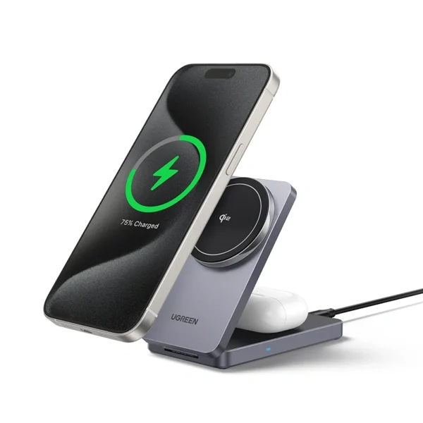 Беспроводное зарядное устройство Ugreen 2-in-1 Qi2 Magnetic Wireless Charger